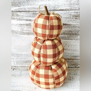 Orange Buffalo Check Stuffed Pumpkin Stack
